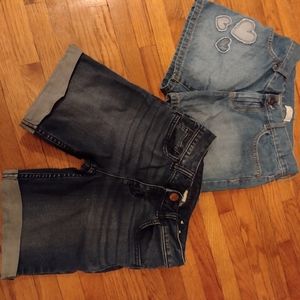 Two Pairs of Girls Jeans Shorts Size 10
